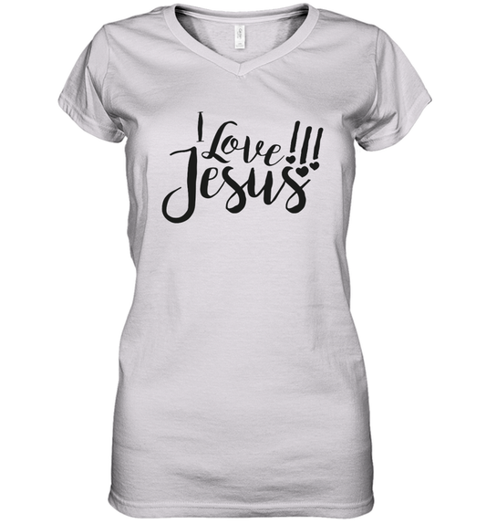 I Love Jesus Christianity Cool Women's V-Neck T-Shirt