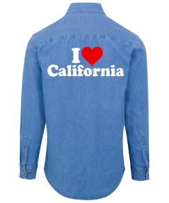I Love California Unisex Denim Shirt on Back