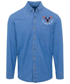 American eagle The American Way Logo Denim Shirt for Men and Women