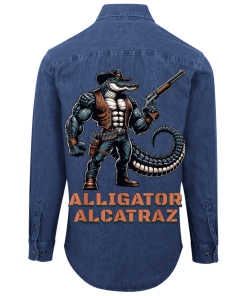 Alternative view of Alligator Alcatraz Mens Long Sleeve and Short Denim Shirt