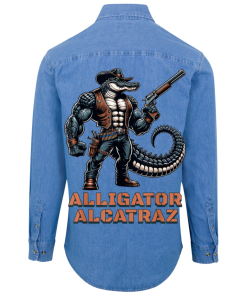 Alligator Alcatraz Mens Long Sleeve and Short Denim Shirt